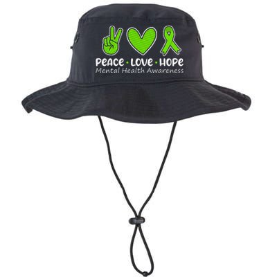 Peace Love Hope Mental Health Awareness Green Ribbon Legacy Cool Fit Booney Bucket Hat