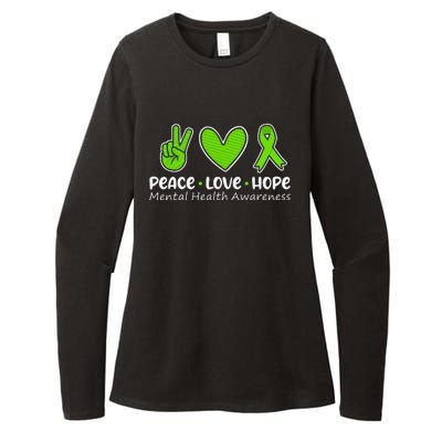 Peace Love Hope Mental Health Awareness Green Ribbon Womens CVC Long Sleeve Shirt