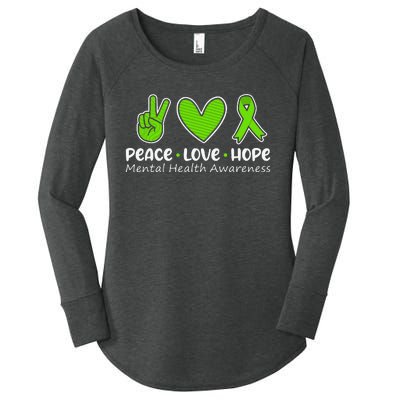 Peace Love Hope Mental Health Awareness Green Ribbon Women's Perfect Tri Tunic Long Sleeve Shirt