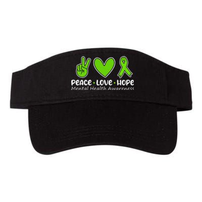 Peace Love Hope Mental Health Awareness Green Ribbon Valucap Bio-Washed Visor