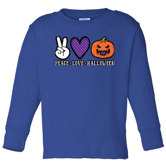 Peace Love Halloween Great Gift Toddler Long Sleeve Shirt