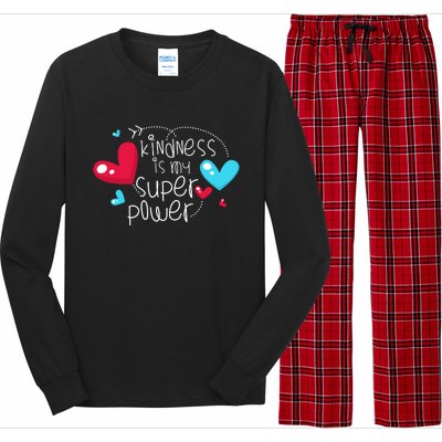 Peace Love & Happiness Kindness My Superpower Gift Design Long Sleeve Pajama Set