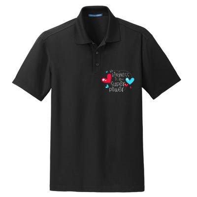 Peace Love & Happiness Kindness My Superpower Gift Design Dry Zone Grid Polo