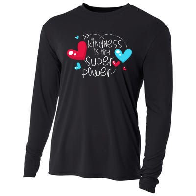 Peace Love & Happiness Kindness My Superpower Gift Design Cooling Performance Long Sleeve Crew