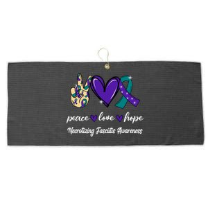 Peace Love Hope Necrotizing Fasciitis Ribbon Awareness Gift Large Microfiber Waffle Golf Towel