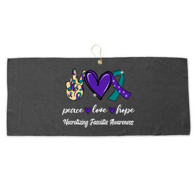 Peace Love Hope Necrotizing Fasciitis Ribbon Awareness Gift Large Microfiber Waffle Golf Towel