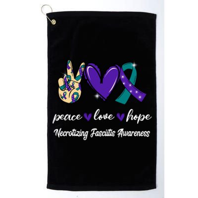 Peace Love Hope Necrotizing Fasciitis Ribbon Awareness Gift Platinum Collection Golf Towel