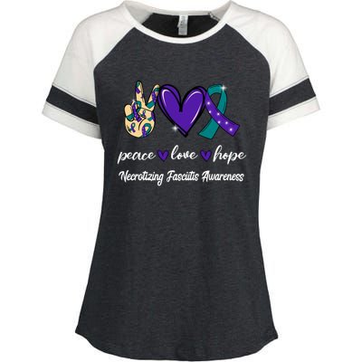 Peace Love Hope Necrotizing Fasciitis Ribbon Awareness Gift Enza Ladies Jersey Colorblock Tee