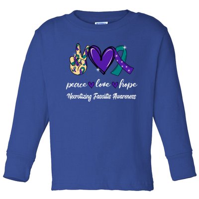 Peace Love Hope Necrotizing Fasciitis Ribbon Awareness Gift Toddler Long Sleeve Shirt