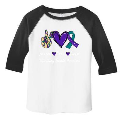 Peace Love Hope Necrotizing Fasciitis Ribbon Awareness Gift Toddler Fine Jersey T-Shirt