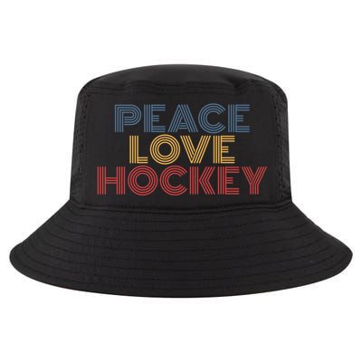 Peace Love Hockey Retro 70s Vintage Look Gift Cool Comfort Performance Bucket Hat