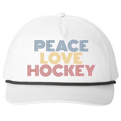 Peace Love Hockey Retro 70s Vintage Look Gift Snapback Five-Panel Rope Hat