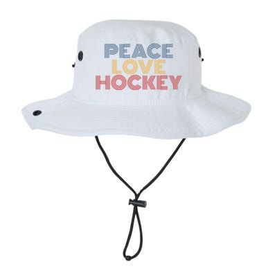 Peace Love Hockey Retro 70s Vintage Look Gift Legacy Cool Fit Booney Bucket Hat