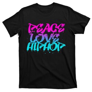 Peace Love Hip Hop Graffiti Retro Rap Music T-Shirt