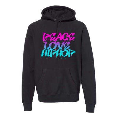 Peace Love Hip Hop Graffiti Retro Rap Music Premium Hoodie