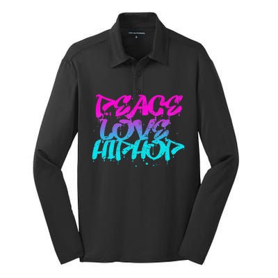 Peace Love Hip Hop Graffiti Retro Rap Music Silk Touch Performance Long Sleeve Polo