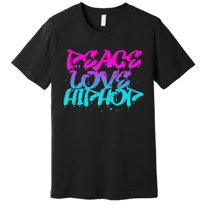 Peace Love Hip Hop Graffiti Retro Rap Music Premium T-Shirt