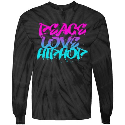 Peace Love Hip Hop Graffiti Retro Rap Music Tie-Dye Long Sleeve Shirt