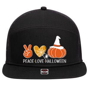 Peace Love Halloween 7 Panel Mesh Trucker Snapback Hat