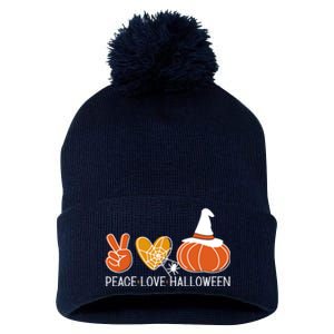 Peace Love Halloween Pom Pom 12in Knit Beanie