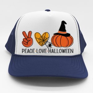 Peace Love Halloween Trucker Hat