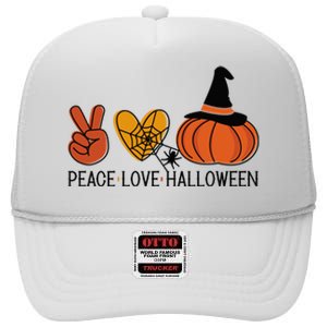 Peace Love Halloween High Crown Mesh Back Trucker Hat