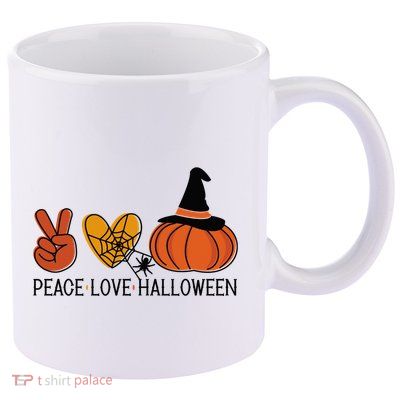Peace Love Halloween 11oz C Handle Ceramic Mug