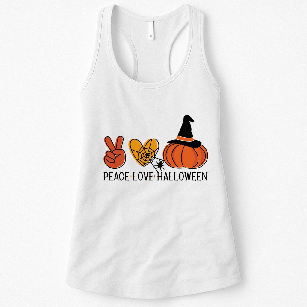 Peace Love Halloween Womens Tank Top