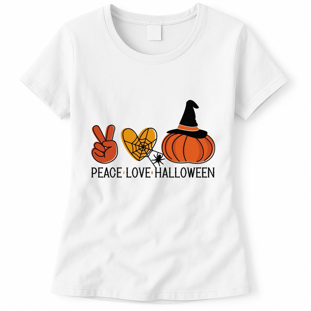 Peace Love Halloween Womens T-Shirt