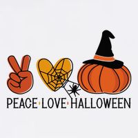Peace Love Halloween Womens T-Shirt