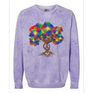 Peace Love Hippie Tree Of Life Arbor Earth Day Hippie Colorblast Crewneck Sweatshirt