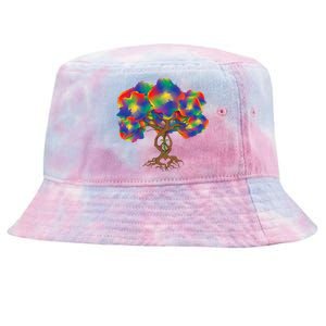 Peace Love Hippie Tree Of Life Arbor Earth Day Hippie Tie-Dyed Bucket Hat