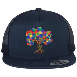 Peace Love Hippie Tree Of Life Arbor Earth Day Hippie Flat Bill Trucker Hat