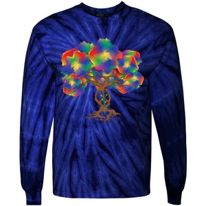 Peace Love Hippie Tree Of Life Arbor Earth Day Hippie Tie-Dye Long Sleeve Shirt