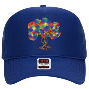 Peace Love Hippie Tree Of Life Arbor Earth Day Hippie High Crown Mesh Back Trucker Hat