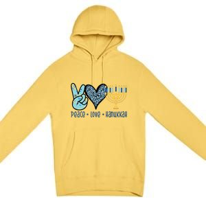 Peace Love Hanukkah Cute Gift Premium Pullover Hoodie