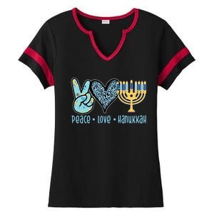 Peace Love Hanukkah Cute Gift Ladies Halftime Notch Neck Tee