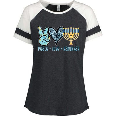 Peace Love Hanukkah Cute Gift Enza Ladies Jersey Colorblock Tee