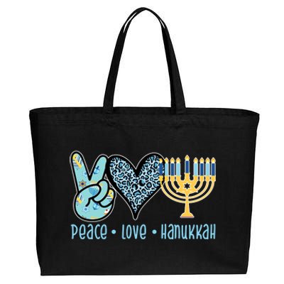 Peace Love Hanukkah Cute Gift Cotton Canvas Jumbo Tote