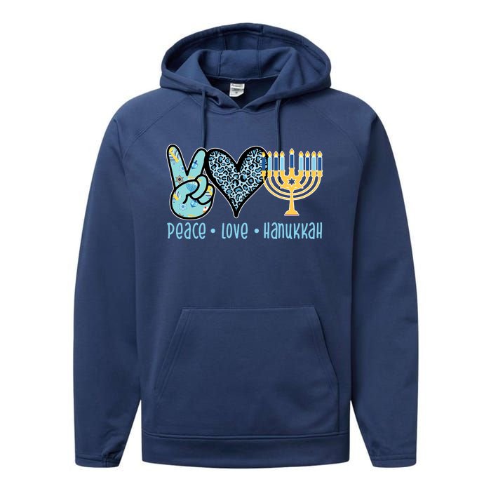 Peace Love Hanukkah Cute Gift Performance Fleece Hoodie