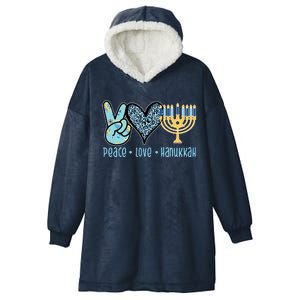 Peace Love Hanukkah Cute Gift Hooded Wearable Blanket