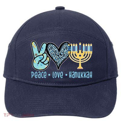 Peace Love Hanukkah Cute Gift 7-Panel Snapback Hat