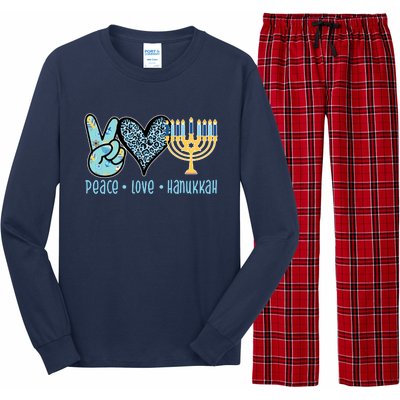 Peace Love Hanukkah Cute Gift Long Sleeve Pajama Set