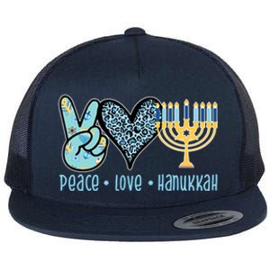 Peace Love Hanukkah Cute Gift Flat Bill Trucker Hat