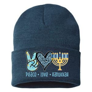 Peace Love Hanukkah Cute Gift Sustainable Knit Beanie