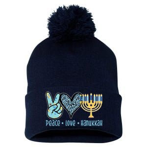 Peace Love Hanukkah Cute Gift Pom Pom 12in Knit Beanie