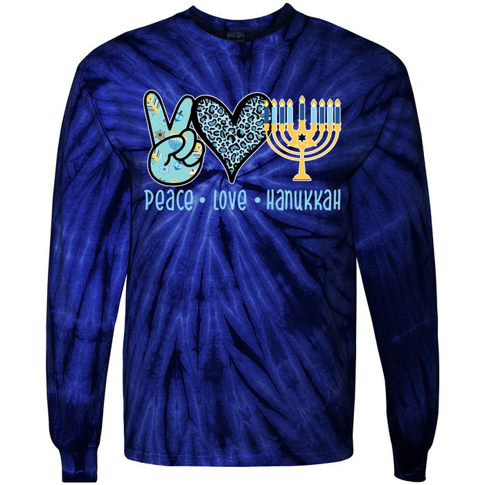 Peace Love Hanukkah Cute Gift Tie-Dye Long Sleeve Shirt