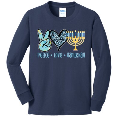 Peace Love Hanukkah Cute Gift Kids Long Sleeve Shirt