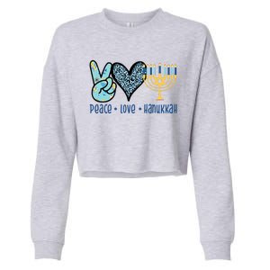 Peace Love Hanukkah Cute Gift Cropped Pullover Crew