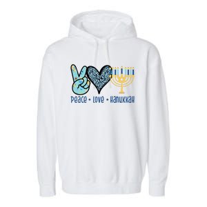 Peace Love Hanukkah Cute Gift Garment-Dyed Fleece Hoodie